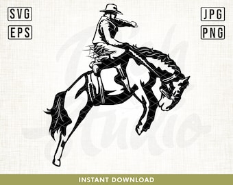 Rodeo Svg File, Cowboy Svg, Western Cowboy Riding Horse svg, Rodeo Cowboy Svg, Horse Svg, Rodeo Shirt, Cowboy design, Cowboy hat svg, png