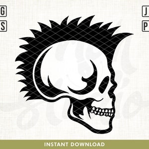 Mohawk Skull Svg, Mohawk svg, Punk Rock Svg, Skull Svg, Hairstyle Svg, Punk skull svg, Mohawk shirt svg, Punk svg, Mohawk hairsyle svg, png