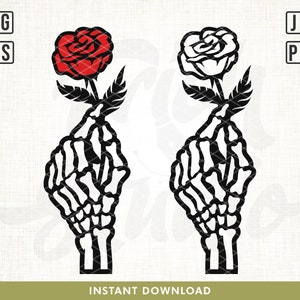 Skeleton Holding Rose Svg, Skeleton Hand Roses Svg, Hands Death Svg, Flower Tattoo Designs, Skull Svg, Roses Svg, Skeleton Hand Cut File