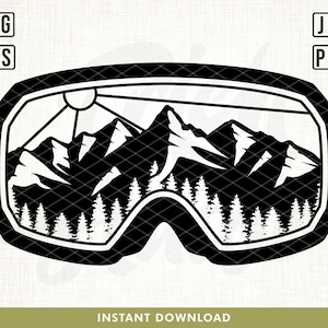 Snow Goggles Mountain Svg, Skiing svg, Mountain svg, Mountain Clipart, Ski Goggles svg, Snowboard Goggles, Snowboarding svg, Png, Clipart