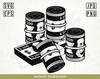 Money svg, Rolling Money svg, Money Bill svg, 100 Dollar svg, Dollar Bill svg, Money roll svg, Dollar svg, Money stack svg, cut file, png