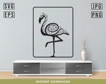 Flamingo Wall Art Svg, Flamingo Svg, Flamingo Wall decor, Plasma cut file, Wall art, Laser cut files, Glowforge files, Flamingo Design svg