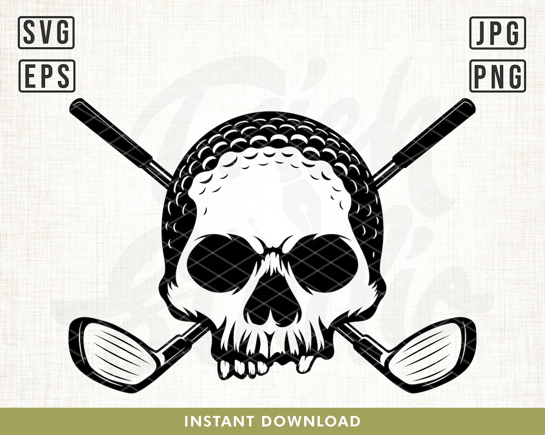 Golf Skull Svg, Golf Shirt Svg, Skull Svg, Golf Svg, Golf Clipart, Golf