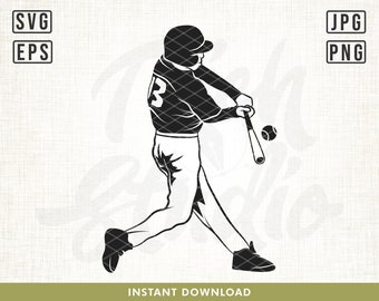 Baseball Player SVG, Baseball Clipart, Baseball Files for Cricut, Baseball Cut Files For Silhouette, Baseball png, Baseball Png, Eps, Vector