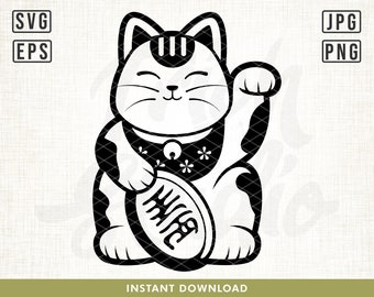 Lucky Cat Svg, Maneki Neko Cat svg, Money Cat Svg, Fortune Cat svg, Cat Lover Svg, Lucky svg, Chinese Svg, Cat mascot svg, Neko svg, Cliaprt