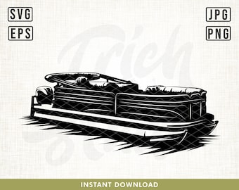 Pontoon Boat Svg, Pontoon Boat Cut file, Pontoon Boat Clipart, Pontoon Boat Files for Cricut, Cut Files For Silhouette, Shirt design png svg