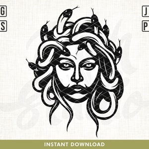 Medusa Svg, Snake head Svg, Medusa Mythological Creature, Woman snake head svg, Gorgona svg, Medusa gorgon svg, Snakes svg, Silhouette, png