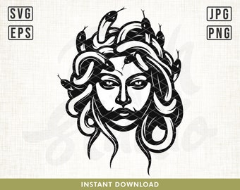 Medusa Svg, Snake head Svg, Medusa Mythological Creature, Woman snake head svg, Gorgona svg, Medusa gorgon svg, Snakes svg, Silhouette, png
