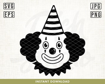 Zirkus svg, glücklicher Clown, Geburtstags Clown svg, Geburtstagsparty, lustiger Clown svg, Party Clown svg, Clown Gesicht, cut Files, png