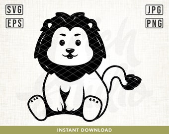 Baby Lion Svg. Lion Svg, Cute Lion Svg, Kids shirt design svg, Zoo svg, Wildlife svg, Safari svg, Lion Shirt design, Cut files for Cricut