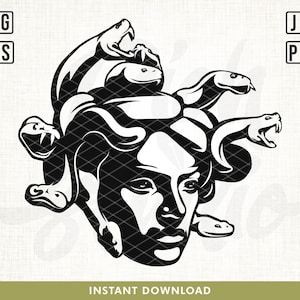 Medusa Svg, Snake head Svg, Medusa Mythological Creature, Woman snake head svg, Gorgona svg, Medusa gorgon svg, Snakes svg, Silhouette, png