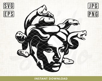 Medusa Svg, Snake head Svg, Medusa Mythological Creature, Woman snake head svg, Gorgona svg, Medusa gorgon svg, Snakes svg, Silhouette, png