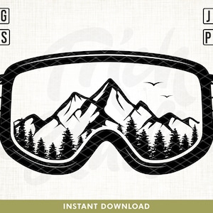 Snow Goggles Mountain Svg, Skiing svg, Mountain svg, Mountain Clipart, Ski Goggles svg, Snowboard Goggles, Snowboarding svg, Png, Clipart