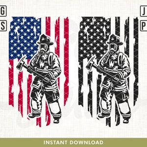 US Firefighter Svg File, Firefighter Clipart, Fireman Svg, First Responder svg, Firefighter Png, Fireman Clipart, US flag svg, Cutting Files