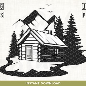 Cabin svg, Log Cabin Svg, Camping Lodge svg, Outdoor svg, Mountain svg, Nature Scene svg, Forest svg, Adventure svg, Winter Scene svg, Woods