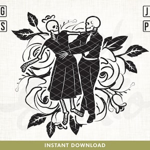Floral Skeleton svg, Dancing Skeleton svg, Dancing couple Svg, couple Skeleton svg, Body Skeleton Svg, skeleton svg, Halloween svg, png, svg
