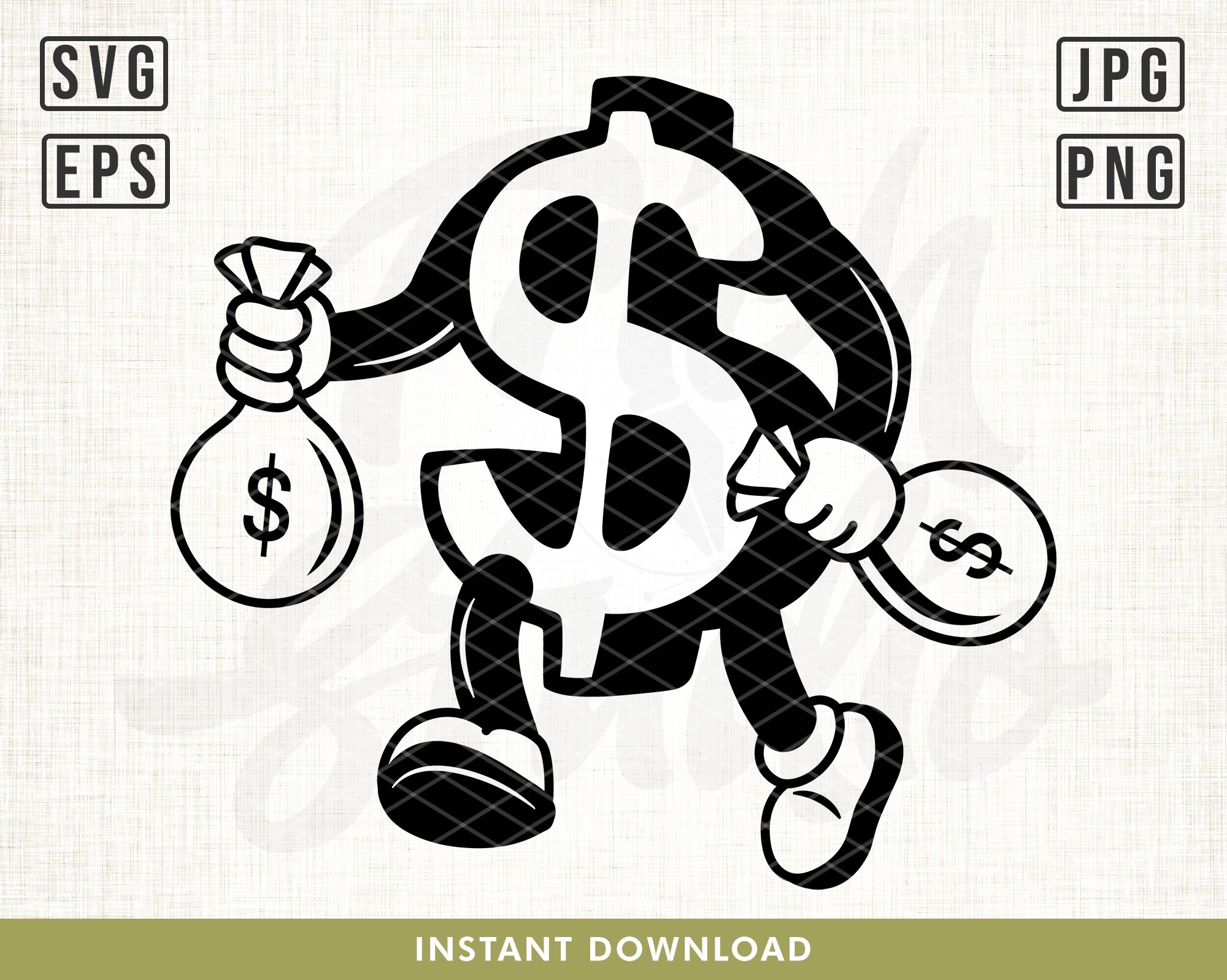 Walking Dollar Sign Svg, Walking Money Bag Svg, Money Svg, Dollar Svg