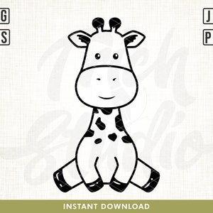 Giraffe Svg, Baby Giraffe Svg, Cute Giraffe Svg, Giraffe Clipart, Zoo svg, Baby animal svg, Kids shirt design svg, Cute animal shirt svg