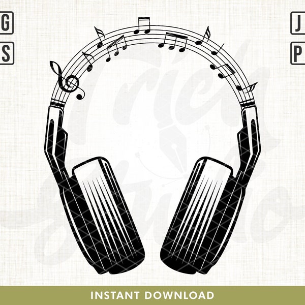 Headphones Svg Files, Music Svg, Music Headphones svg, Music beat svg, Sounds svg, Sound waves svg, DJ headphones svg, DJ Vector, png, svg