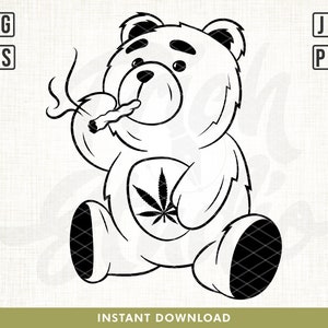 Teddy Bear Smoking Joint Svg, Stoned Bear Svg, Smoking Weed Svg, Smoking Cannabis Svg, High Teddy Bear Smoking Weed, Bear Svg, Clipart, 420