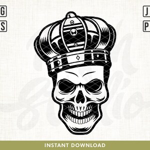 Skull with Crown Svg, King skull svg, Crown Skull Svg, Skull cut file, Queen King Skull Svg, Halloween Svg, Skull svg, Svg Files for Cricut