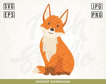 Fox svg, Cute Fox svg, Fox cut file, Toddler design, Forest svg, Woodland Animal svg, Fox clipart, Cute design, Silhouette Cricut Printable