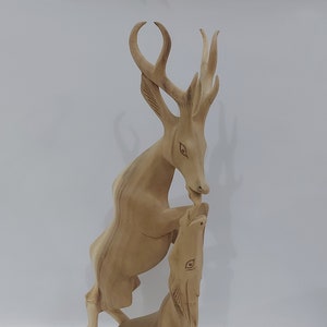 Wooden 2 Deer Sculpture , 2 Deer Statue ,Deer Art , Animal , House Warming