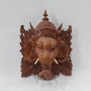 Wooden Elephant Mask Art, Wooden Balinese Mask , Wall Decor , Decoration, House Warming