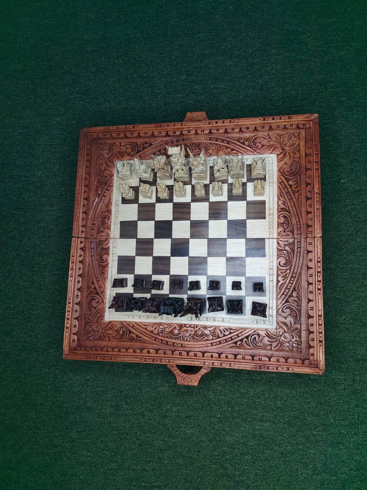 Hand Carved octagon Board and Court Style Chess Set – From Bali to Us