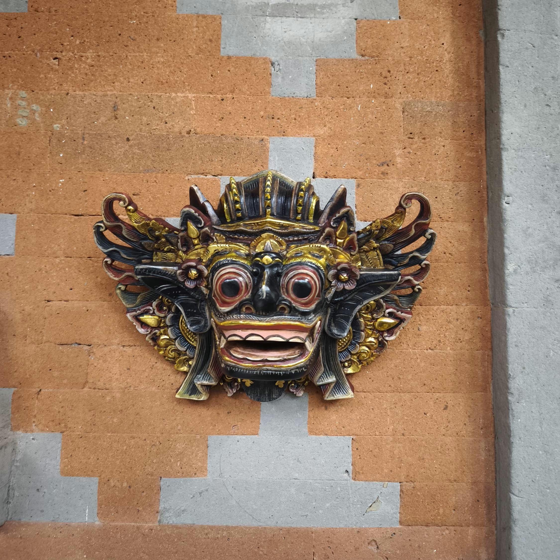 24Cm Wooden Barong Mask Art, Wooden Mask, Balinese Mythology, Wooden Balinese Mask, Wall Decor, home decor