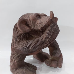 Escultura de gorila de madera, Estatua natural de gorila, Arte de gorila, Animal, Calentamiento de la casa, Mono