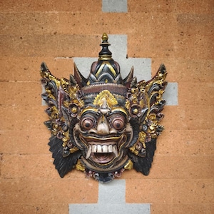 27 cm Raksasa Wooden Mask | Wooden Mask | Balinese Mythology | Home Decoration | Wood Carving Wall Art | Vintage Wooden Mask