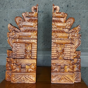1 Pair Balinese Temple Gates Miniature , Balinese Ornament , Hand Made , Home Decor , Wood Carving