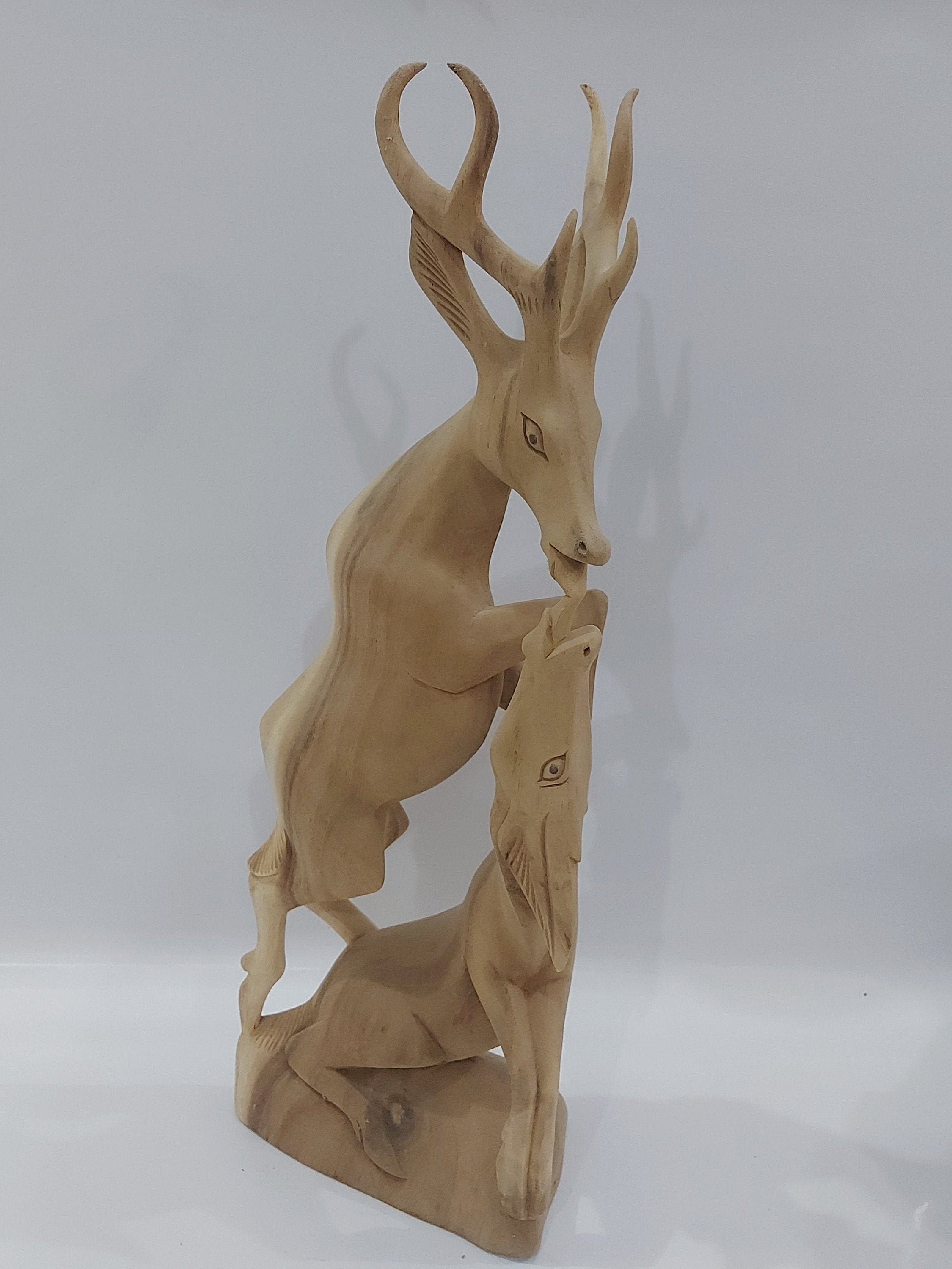 Wooden 2 Deer Sculpture , 2 Deer Statue ,deer Art , Animal , House ...