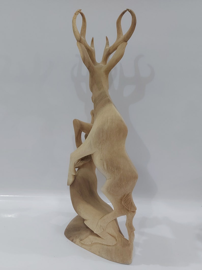 Wooden 2 Deer Sculpture , 2 Deer Statue ,deer Art , Animal , House ...
