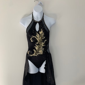 Medium child black/gold contemporary/lyrical dance dress ready to ship!