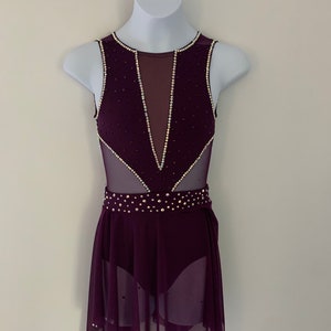 Child&#39;s Rhinestone Lyrical Dance Dress: Purple Costume, Size 6/6X