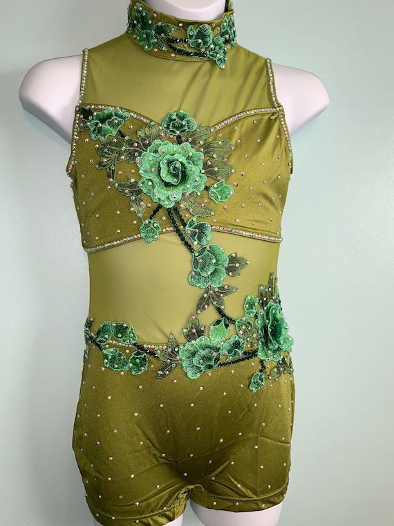 Green Large Child Contemporary Dance Unitard Costume - Etsy