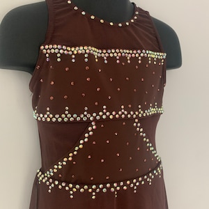 Small child brown rhinestoned lyrical/contemporary dance costume ready to ship!