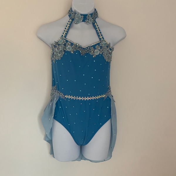 Large child blue lyrical/contemporary dance dress ready to ship!