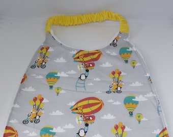 Elasticated bib in oeko-tex cotton and bamboo sponge for children aged 2 to 6 years