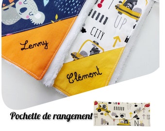 serviette de table enfant personnalisée en coton oeko-tex et en éponge de bambou