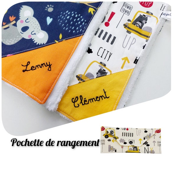 serviette de table enfant personnalisée en coton oeko-tex et en éponge de bambou