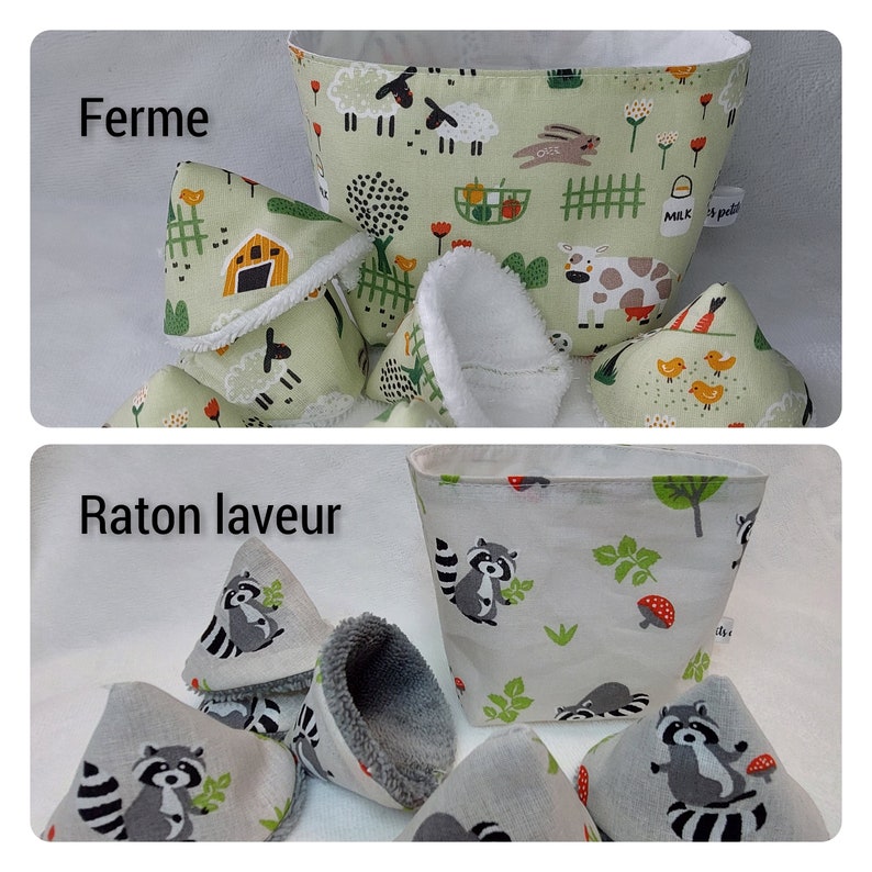 Pee cones in oeko-tex cotton and bamboo sponge with storage basket for newborn boy image 3