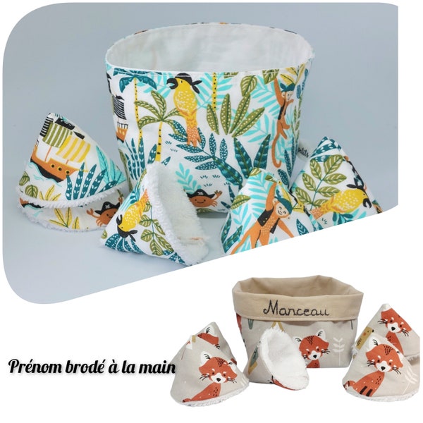 Panier Cadeau Naissance Garçon Bleu - 10 Essentiels Pour Nouveau-Né Dans Panier Osier Vichy