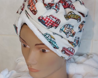 Hair turban in oeko-tex cotton and bamboo sponge.