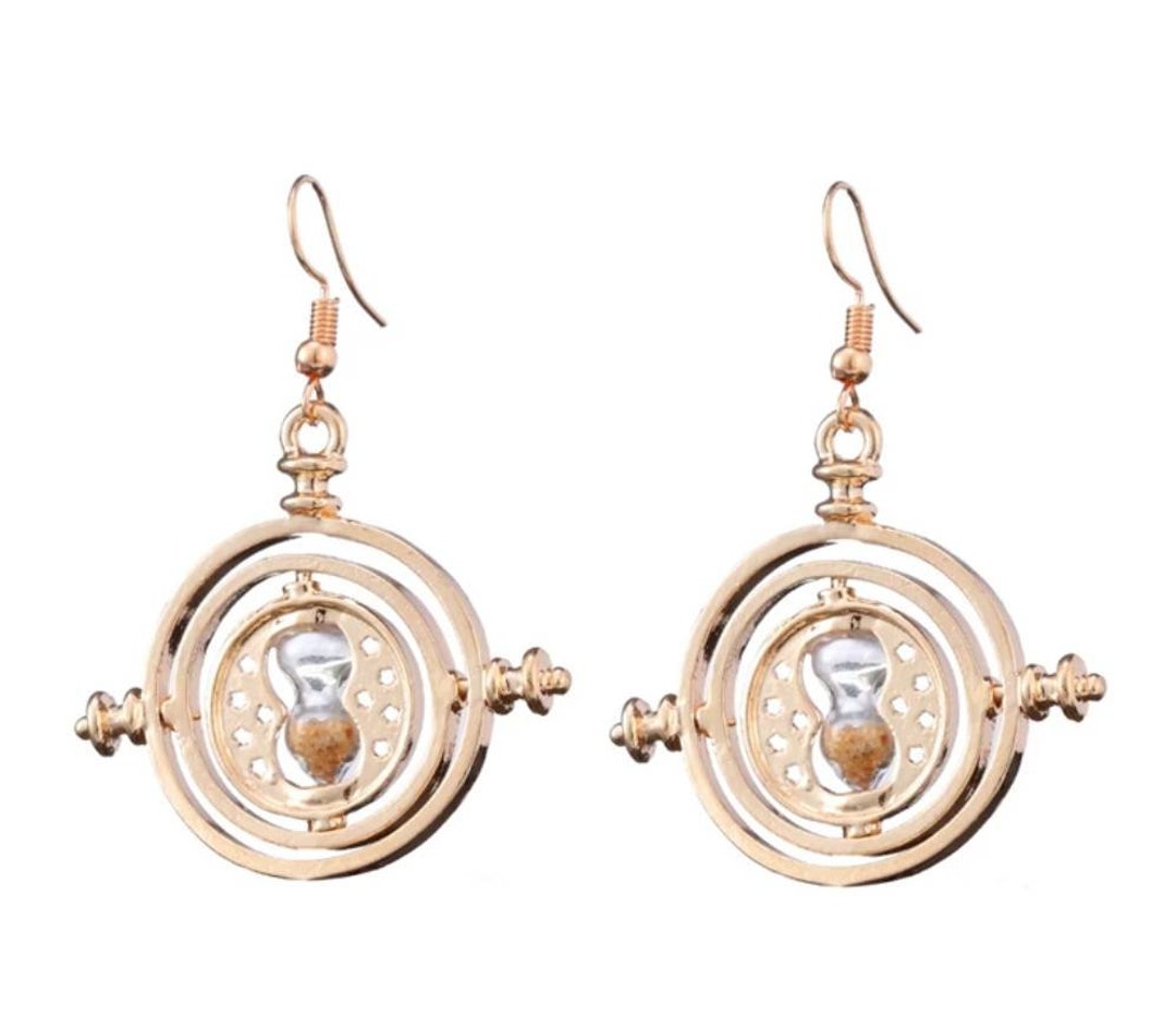 Harry Potter Rotating Time Turner Gold Hook Earrings Hour Etsy Australia