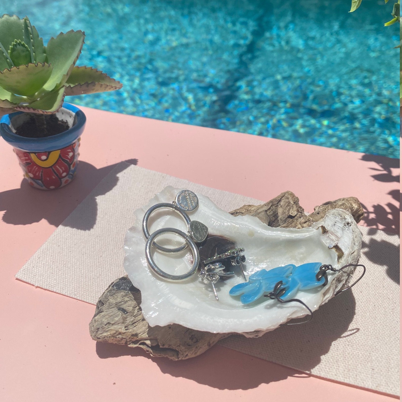 Oyster Shell Jewelry Holder on Driftwood Ring Dish Custom Etsy