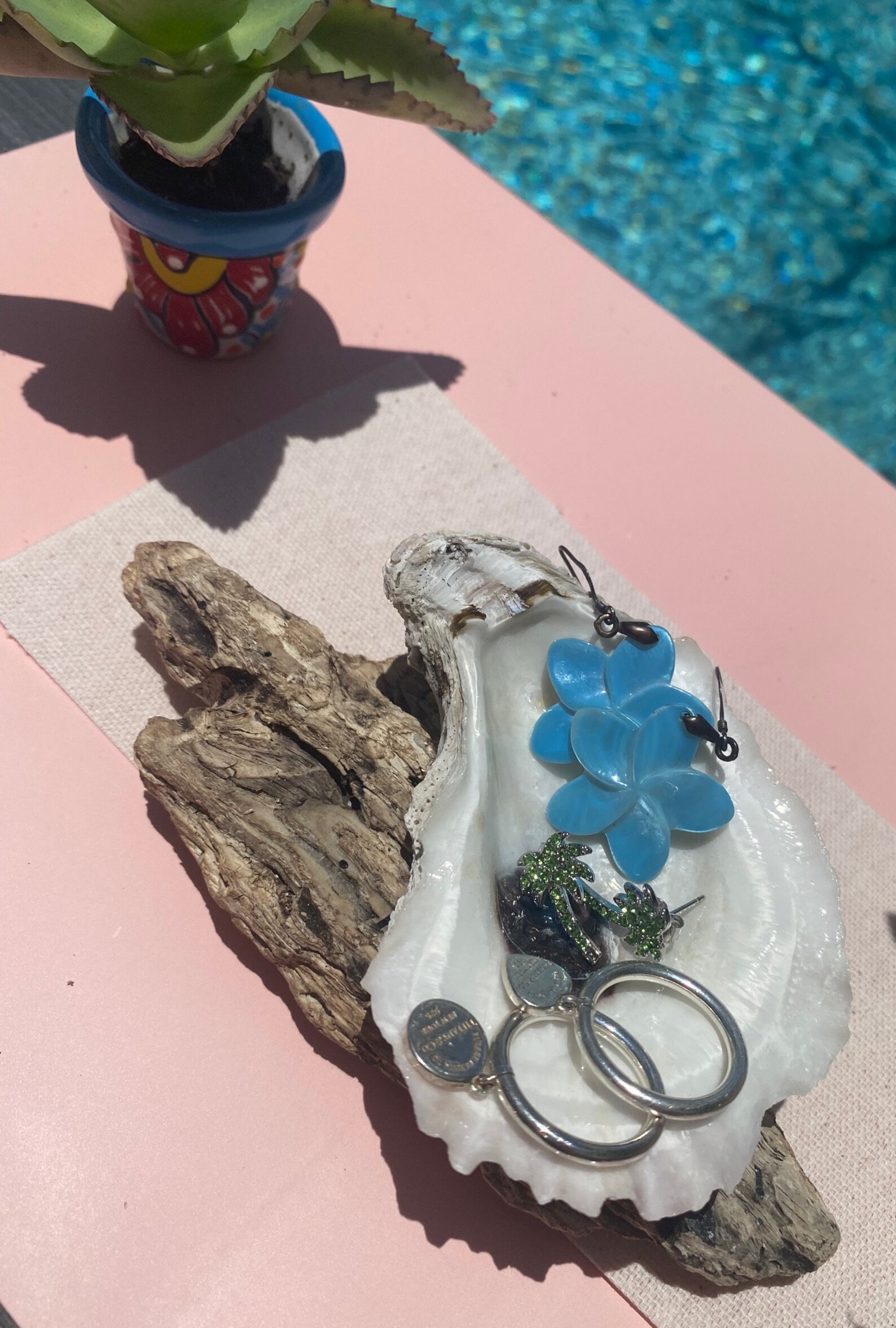 Oyster Shell Jewelry Holder on Driftwood Ring Dish Custom Etsy