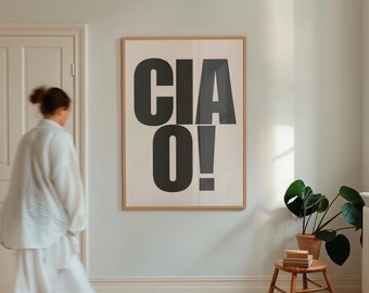 CIAO! Retro Art Print: Neutral Italian Wall Decor (Digital Download)